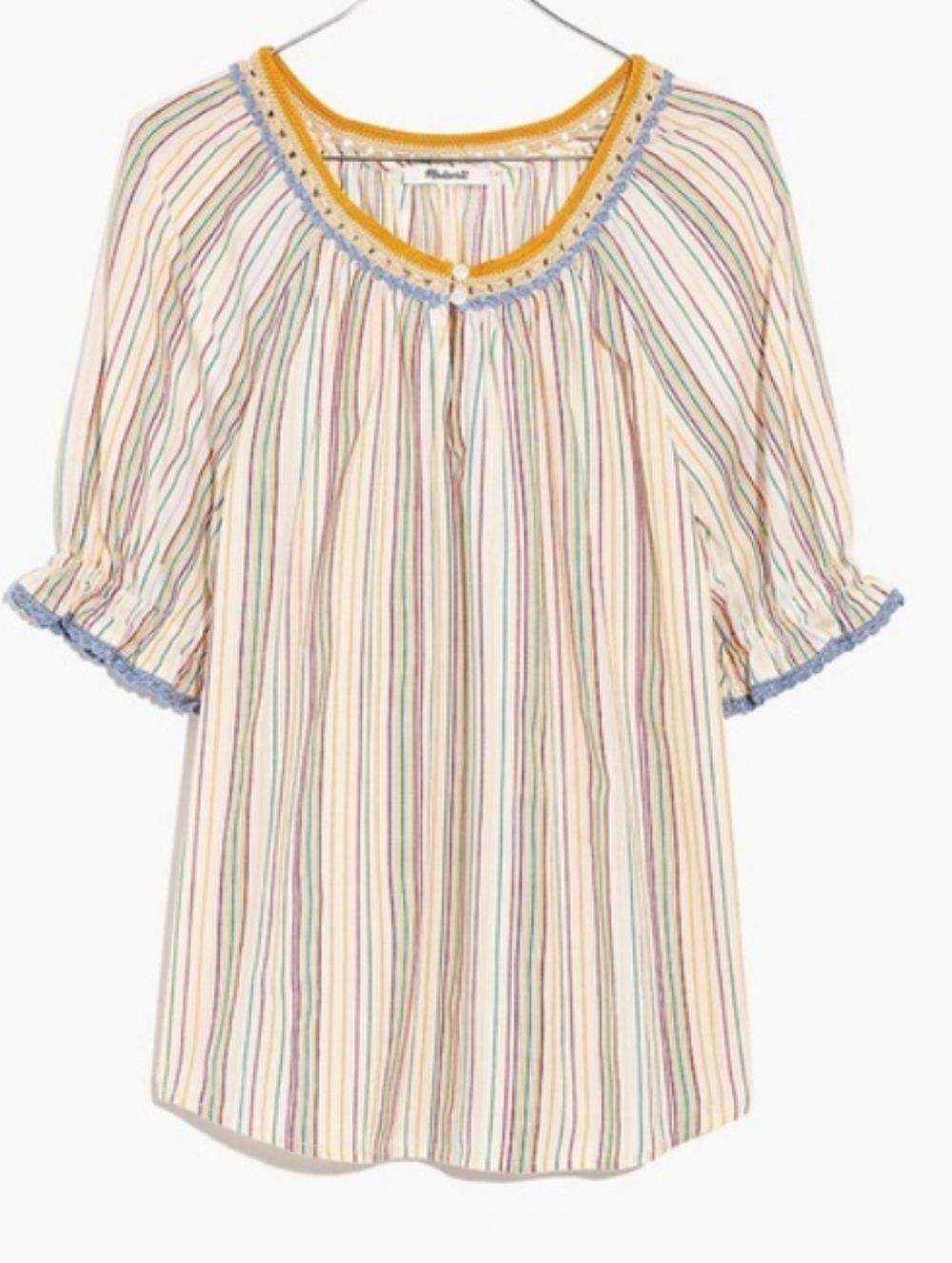 Madewell Smocked Blouse Striped XL
